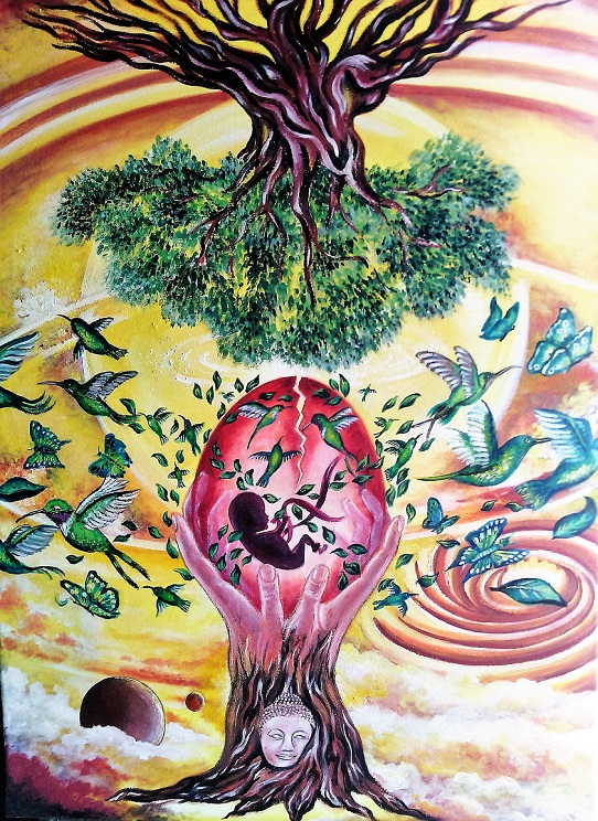 tableau créé par Sylvie G . intitulé ` Energie et Fusion : Nature humaine` 